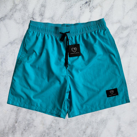 Arctic Blue Solid Color Swim Shorts